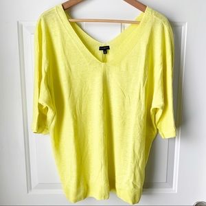 Talbots Yellow Short Sleeve Sweater XL NWT